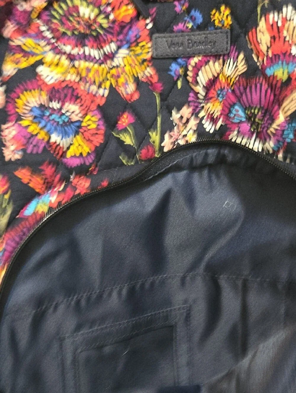 Vera Bradley Quilted Floral Backpack - Black Multicolor Pattern